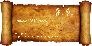 Hamar Vilmos névjegykártya